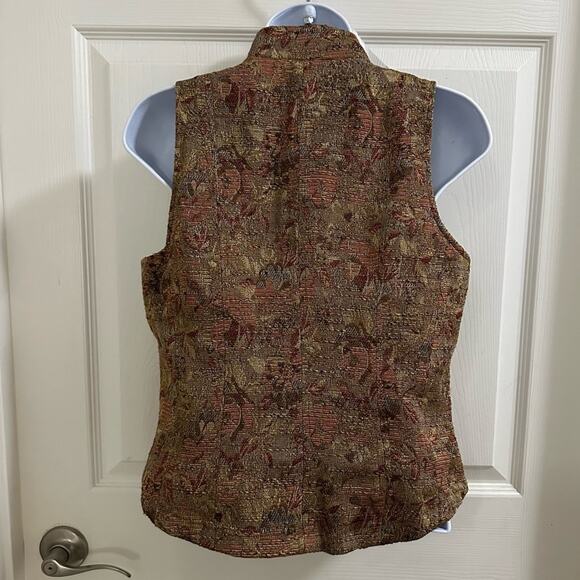 YANSI FUGEL Fully Reversible Sleeveless Zip-up Vest Women’s size Small Brown Red - Picture 3 of 13